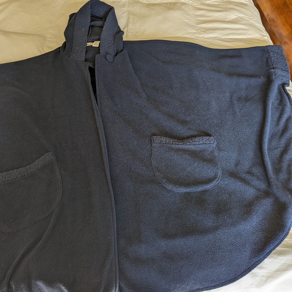 LeModa navy fleece cape osfa